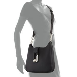 MARC JACOBS Interlock Pebbled Leather Calfskin Hobo in Black